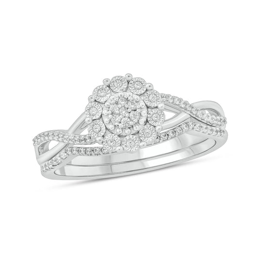 Miracle Floral Wedding Ring Set in 925 Sterling Silver