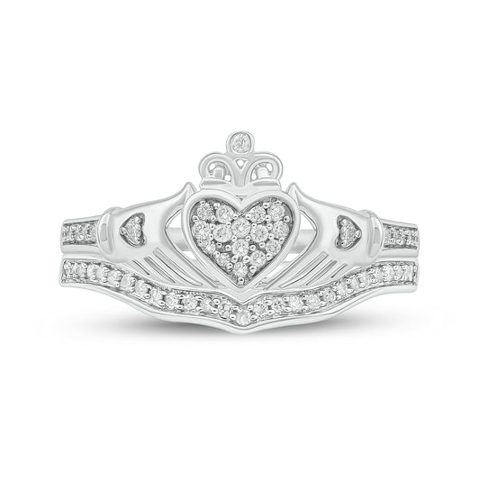 Claddagh Wedding Ring Set in 925 Sterling Silver