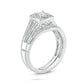 Split Halo Wedding Ring Set in 925 Sterling Silver