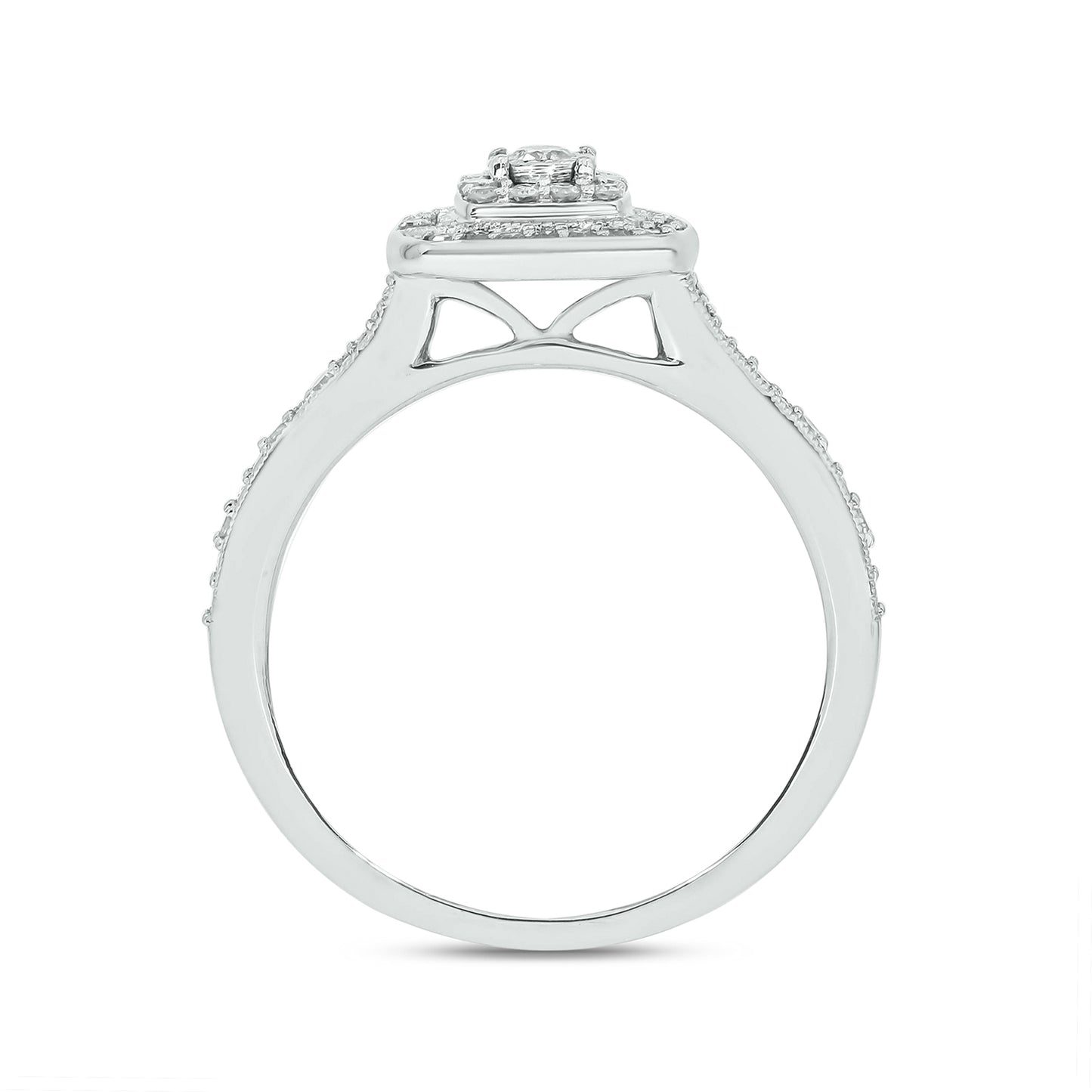 Luxurious Cushion Bridal Ring Set in 925 Sterling Silver & Natural Diamonds