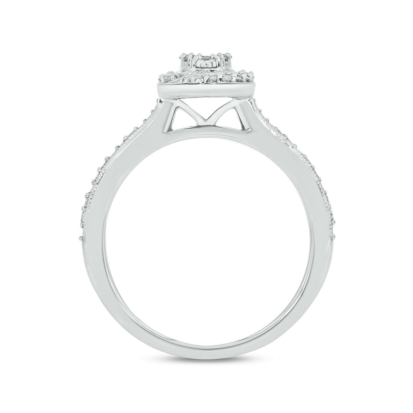 Exquisite Oval Bridal Ring Set in Sterling Silver, Authentic Natural Diamonds