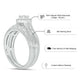 Exquisite Wedding Ring Set in Sterling Silver, Authentic Natural Diamonds