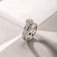 Exquisite Wedding Ring Set in Sterling Silver, Authentic Natural Diamonds