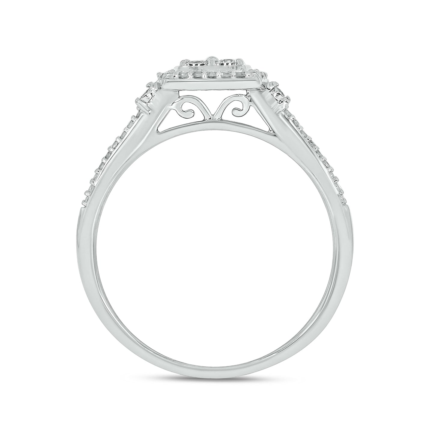 Glamorous Cushion Natural Diamonds Wedding Ring Set in 925 Sterling Silver