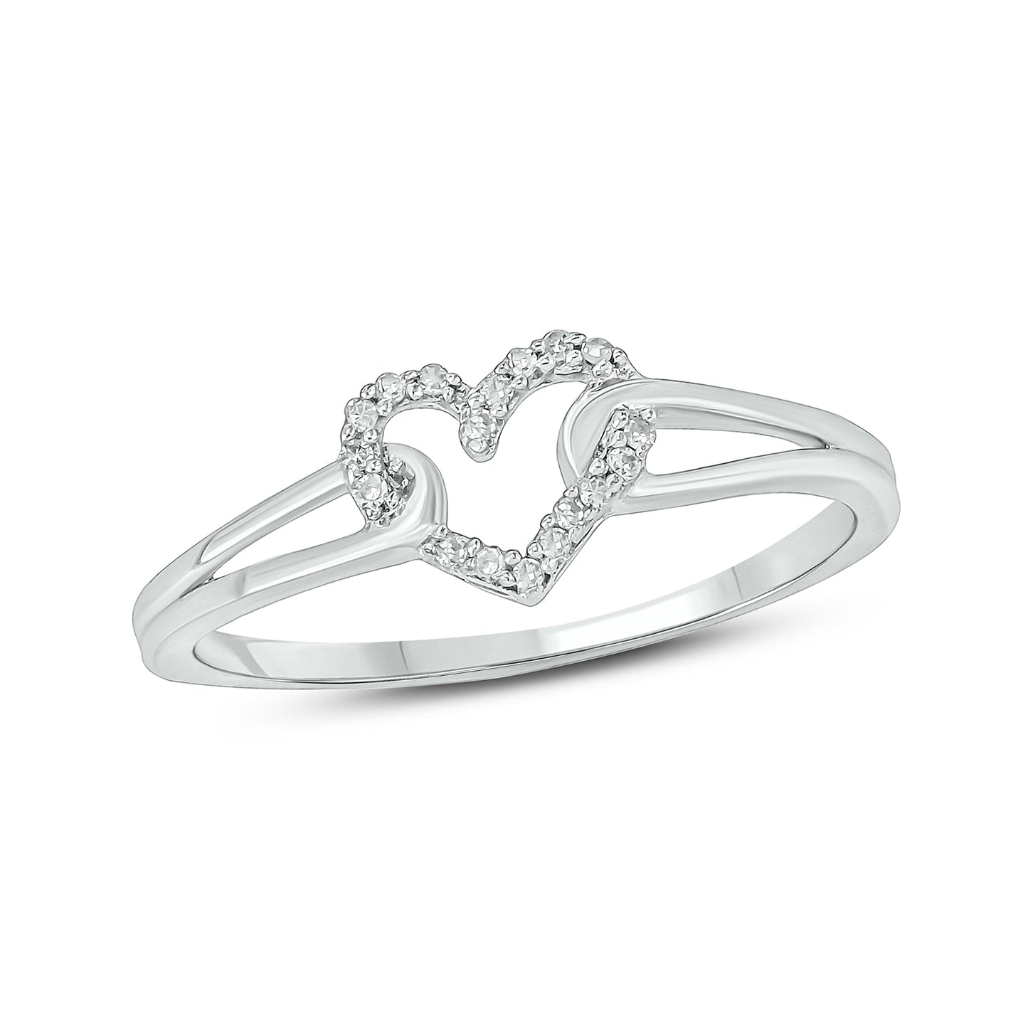 10K Gold Split Shank Diamond Heart Promise Ring