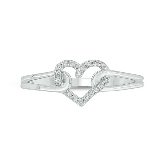 10K Gold Split Shank Diamond Heart Promise Ring