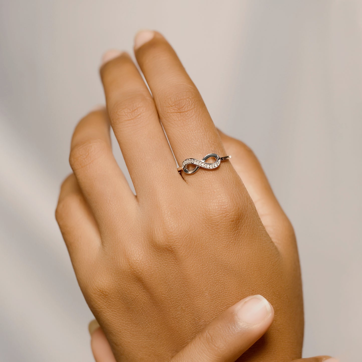 10K Gold Infinity Promise Ring with natural diamonds