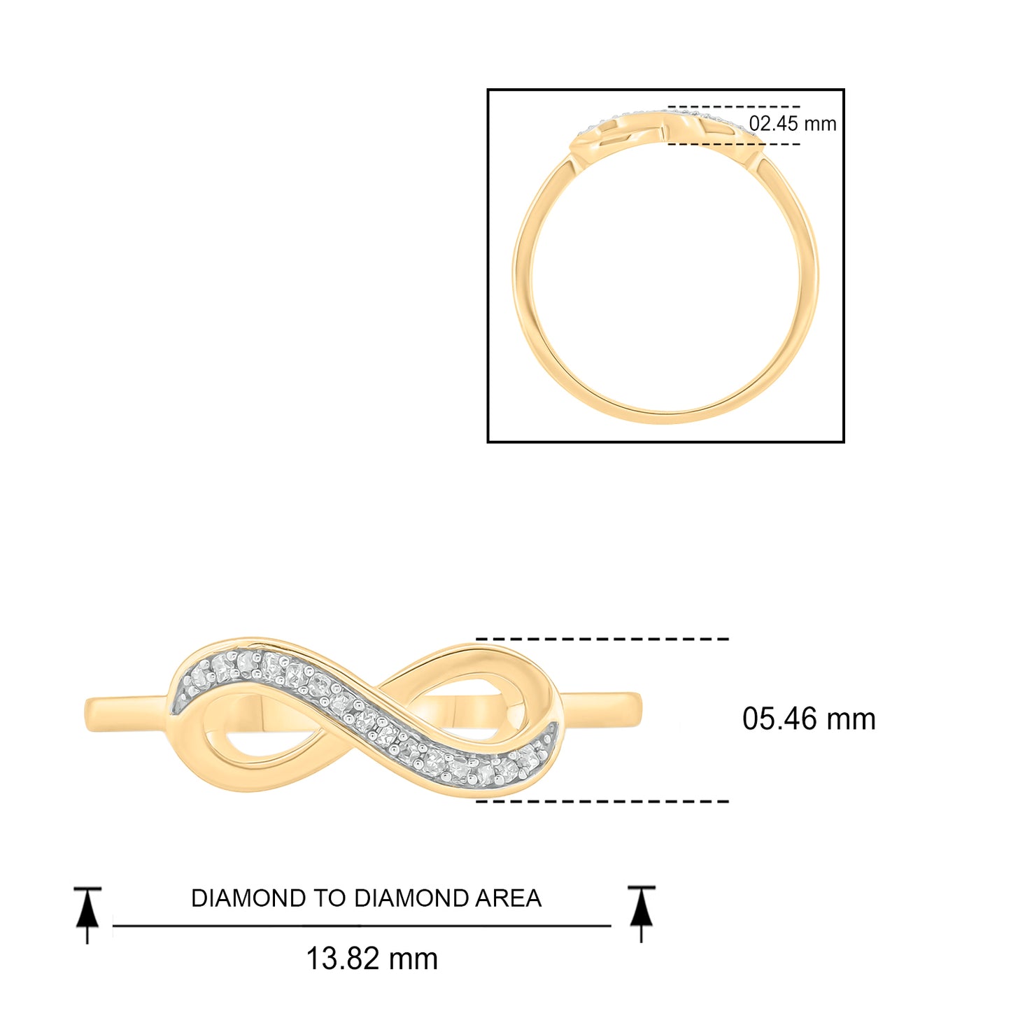 10K Gold Infinity Promise Ring with natural diamonds