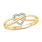 18K Gold Plated Infinity Heart Diamond Ring in 925 Sterling Silver