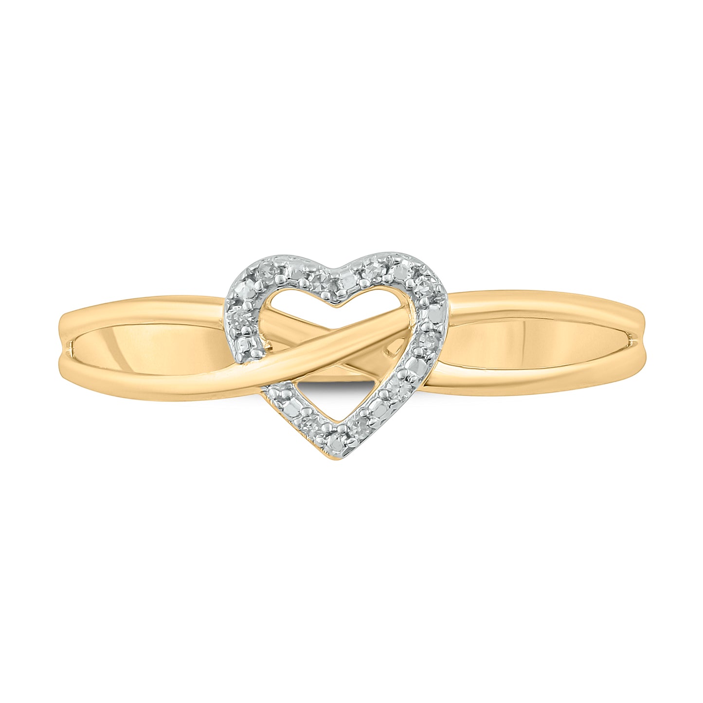 18K Gold Plated Infinity Heart Diamond Ring in 925 Sterling Silver