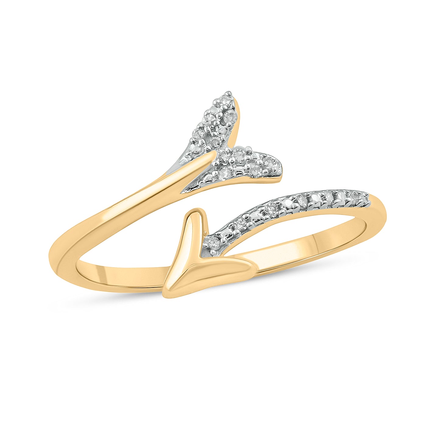 18K Gold Plated Arrow Diamond Ring in 925 Sterling Silver