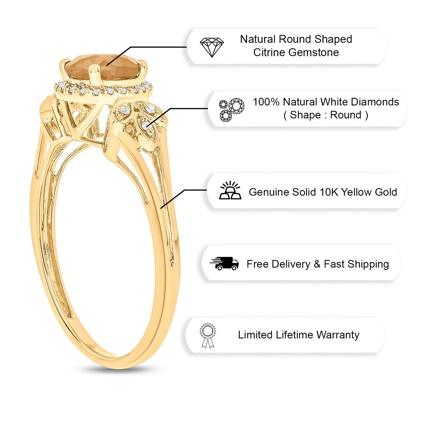 Floral Gemstone & Diamond Ring in 10K Gold