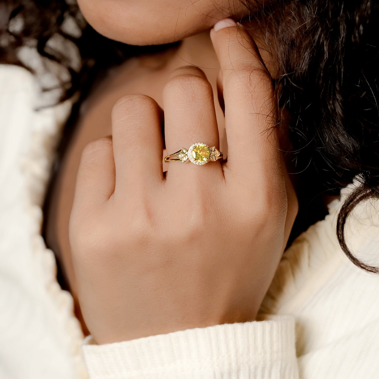 Floral Gemstone & Diamond Ring in 10K Gold
