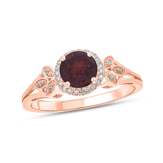 10K Gold, Floral Gemstone & Diamond Fashion Ring