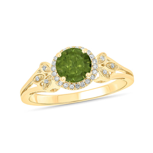 Floral Gemstone & Diamond Ring in 10K Gold