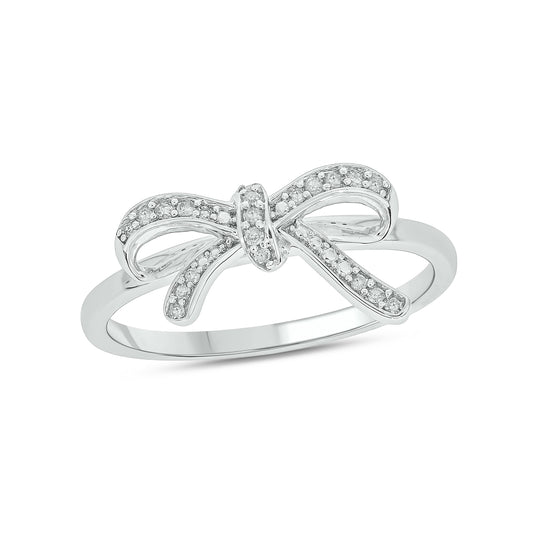 Diamond Bow Ring 925S Sterling Silver