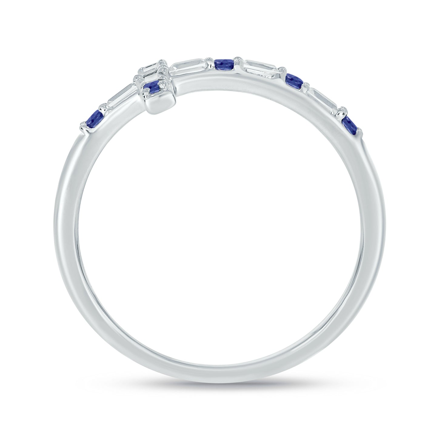 Diamond & Gemstone Cross Ring in 14K Gold - Blue Sapphire, Natural Diamonds