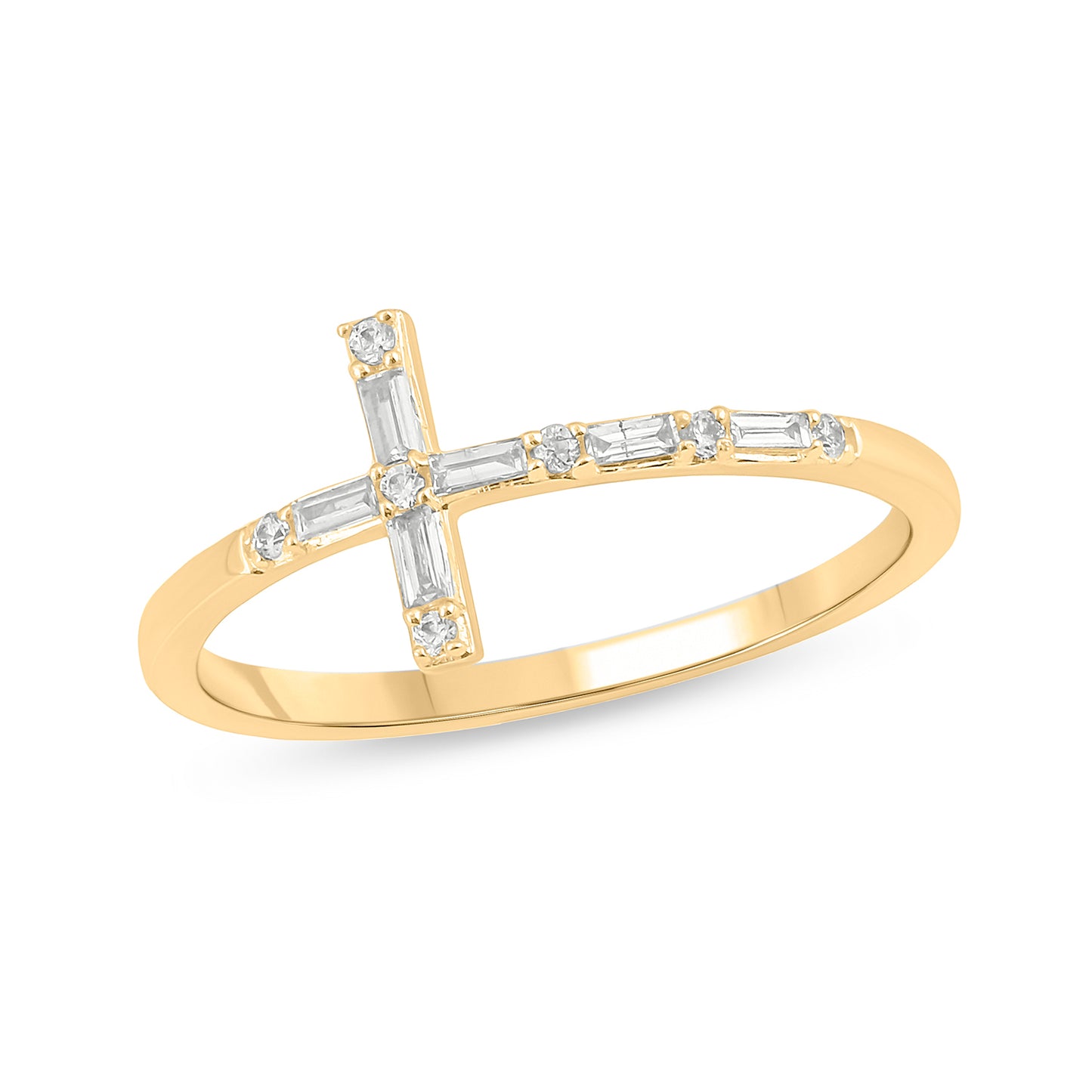 Diamond & Gemstone Cross Ring in 14K Gold