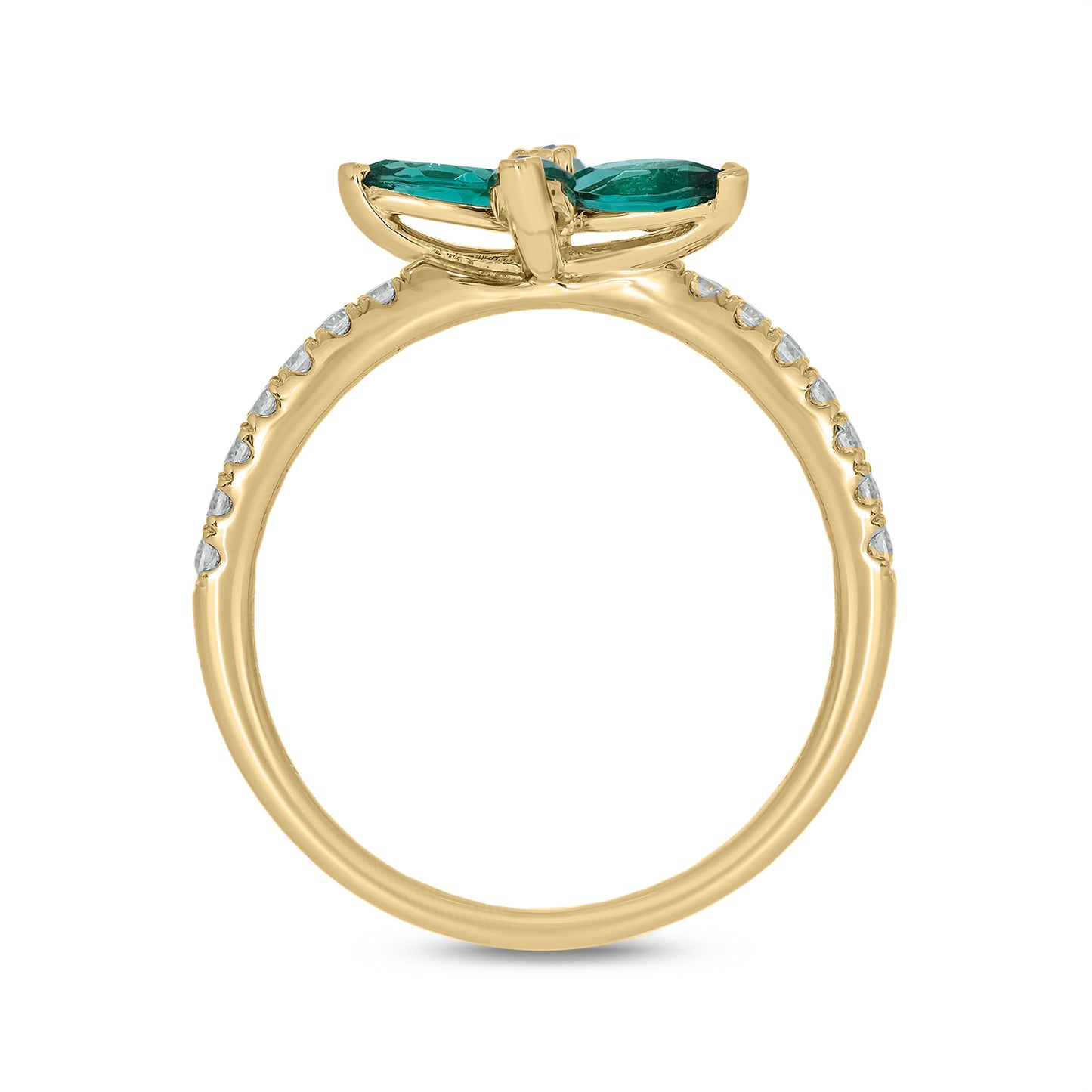 14KT Gold Stunning Floral Emerald & Diamond Ring