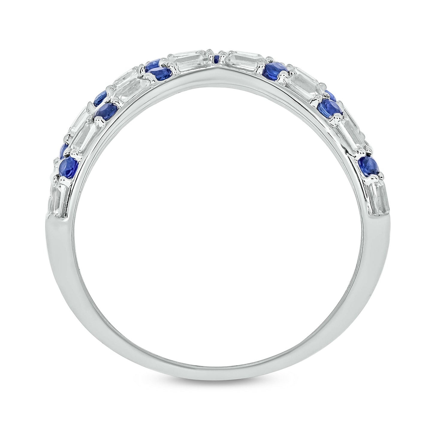 14K Gold Criss Cross Gemstone & Diamond Ring - Blue Sapphires, Diamonds
