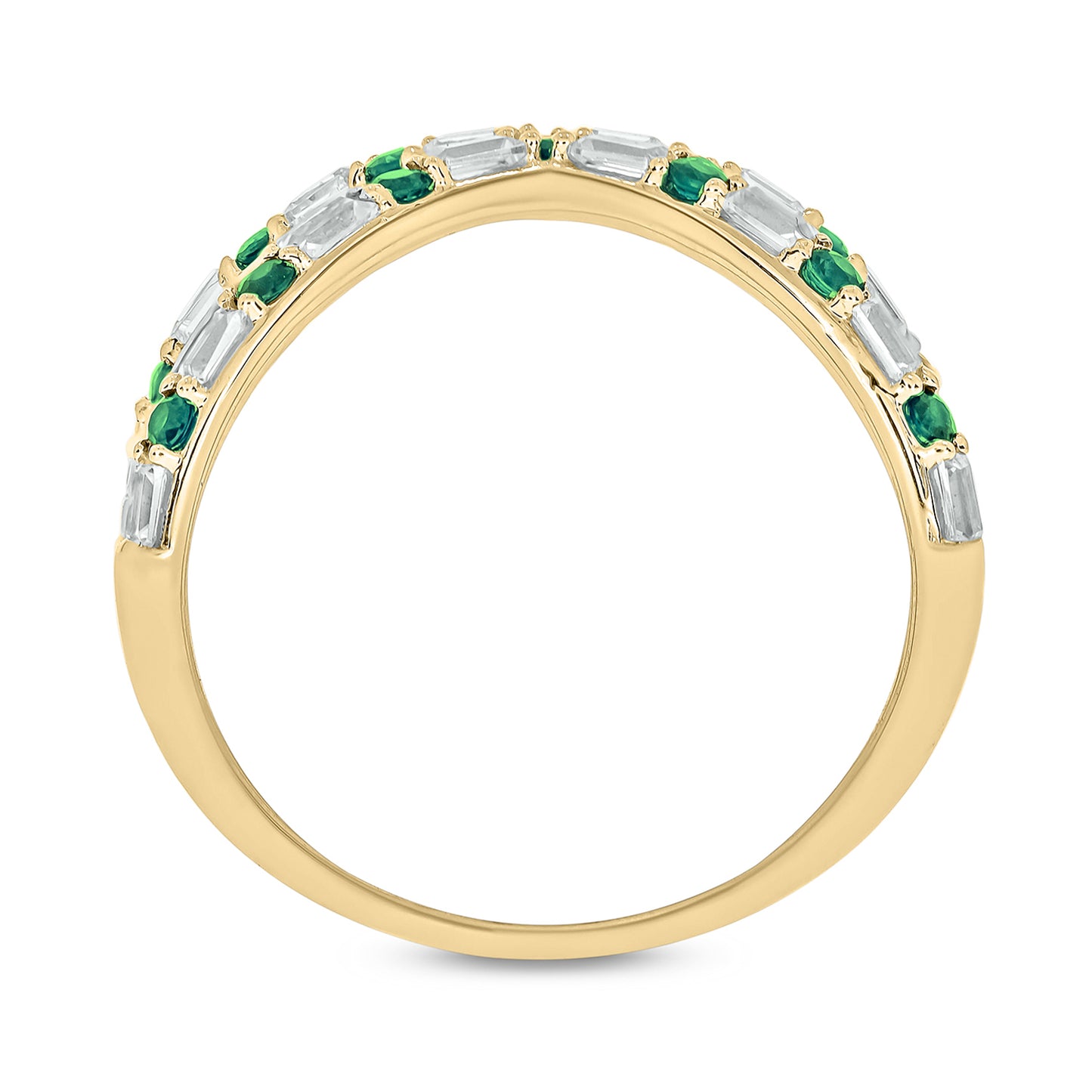 14K gold Criss Cross Emerald & Diamond Ring