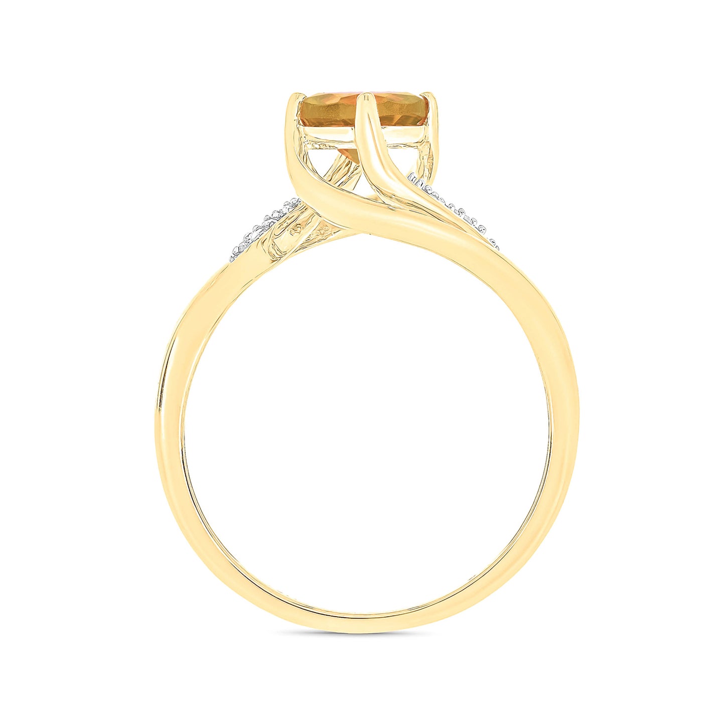 10K Gold Nouveau Perido, Citrine Gemstone & Diamond Ring