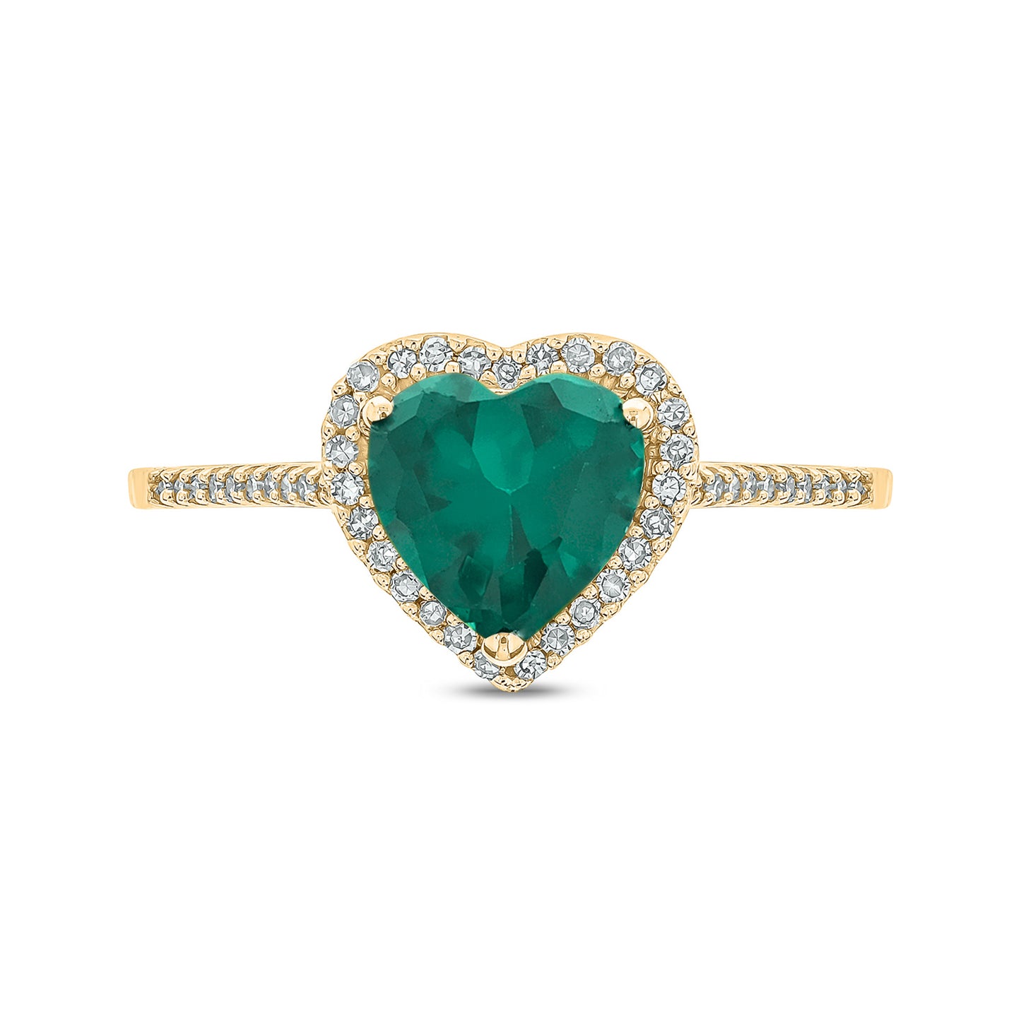 14K Gold Emerald & Diamond Heart Ring