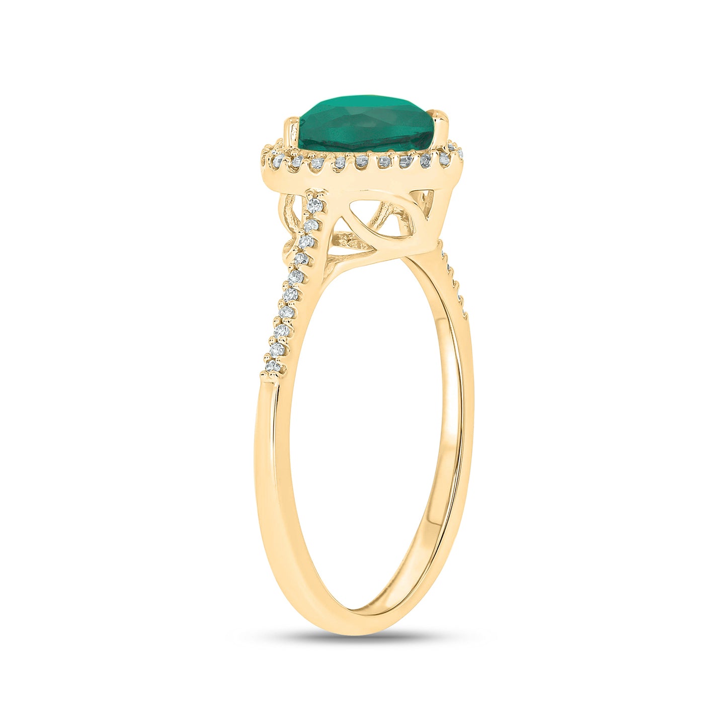14K Gold Emerald & Diamond Heart Ring