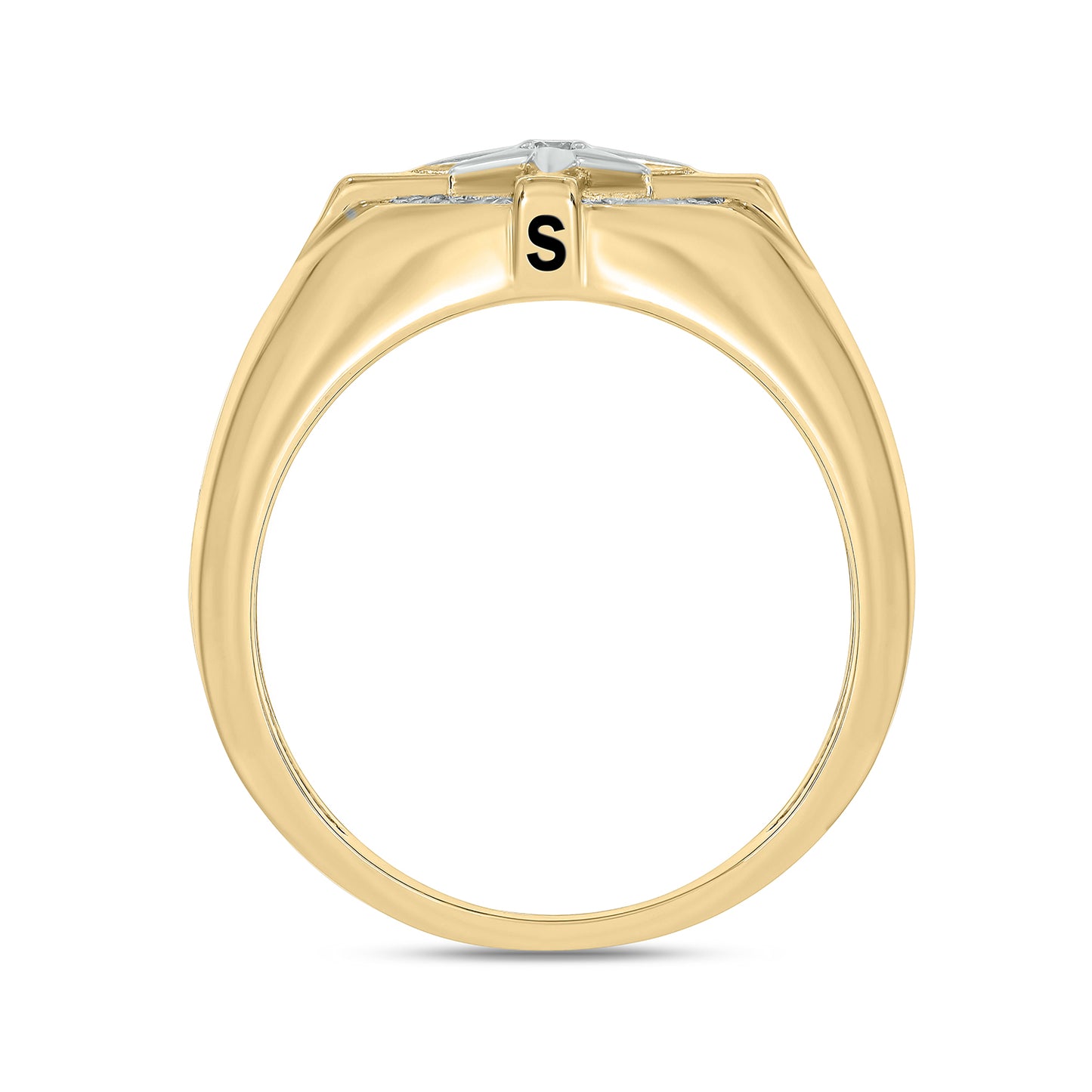 Gold Plated Sterling Silver Luxurious Star Diamond Signet Ring