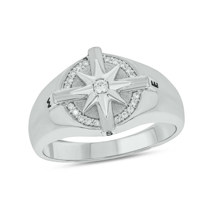 14K Gold Vermeil Men's Compass Diamond Ring