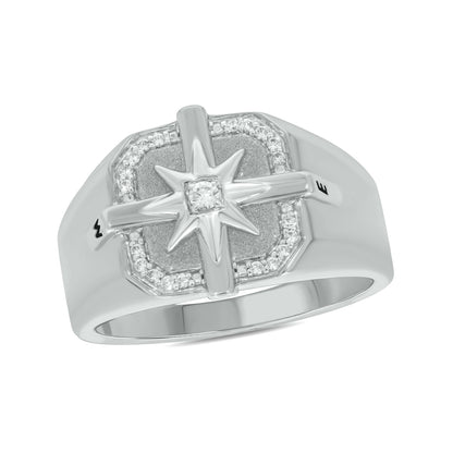 Men's Compass Diamond Ring in 14K Gold Vermeil