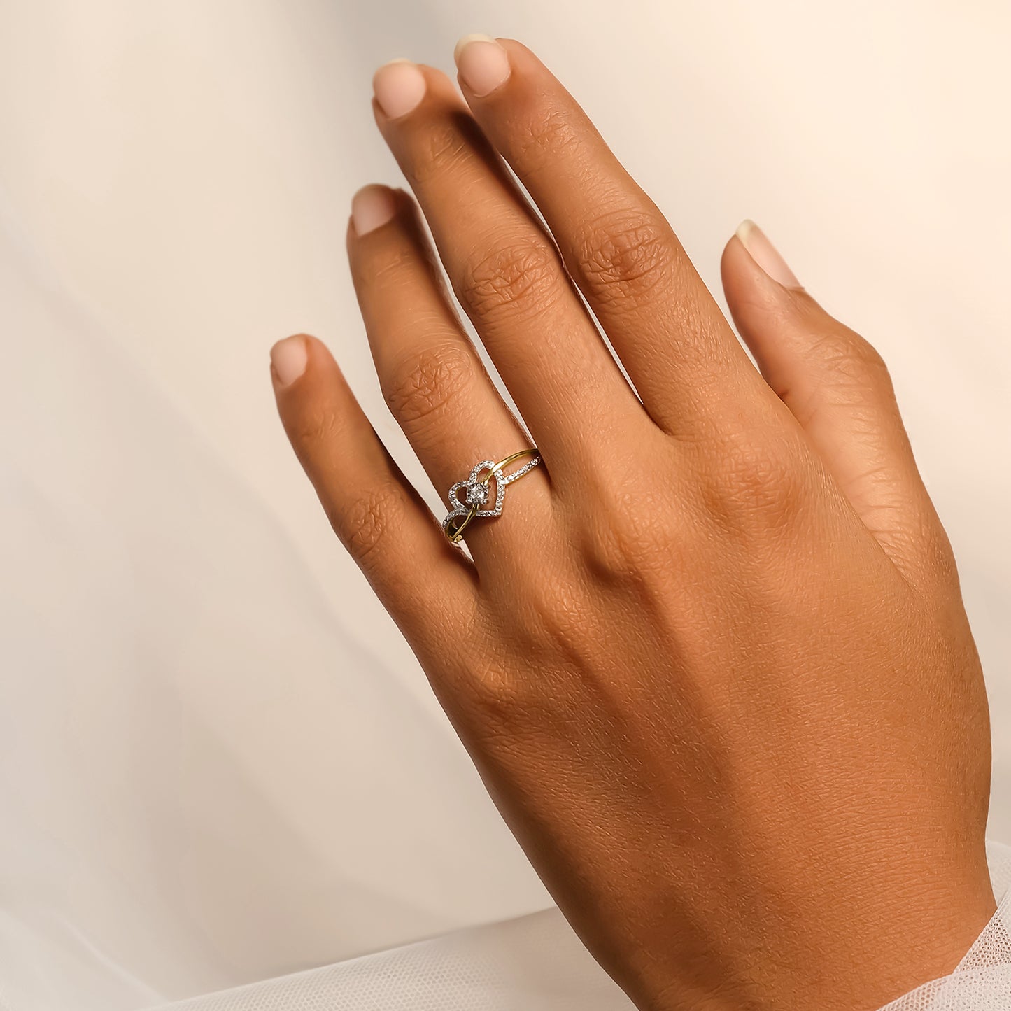 Heart Criss Cross Promise Ring in 925 Sterling Silver