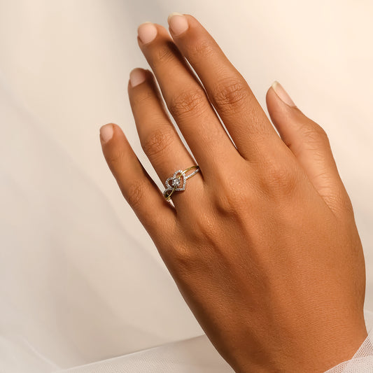 Heart Criss Cross Promise Ring in 925 Sterling Silver