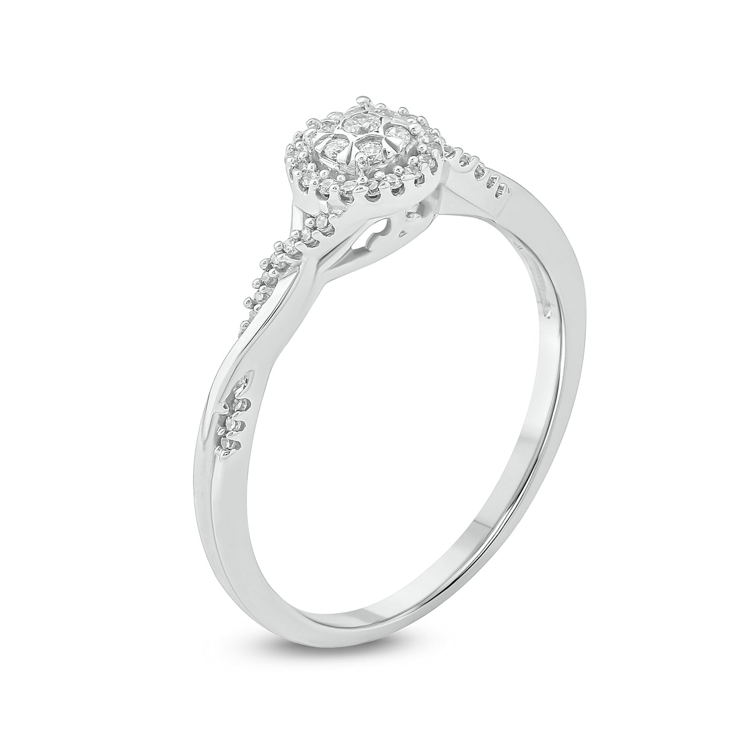 Swirl Round Promise Ring in 925 Sterling Silver