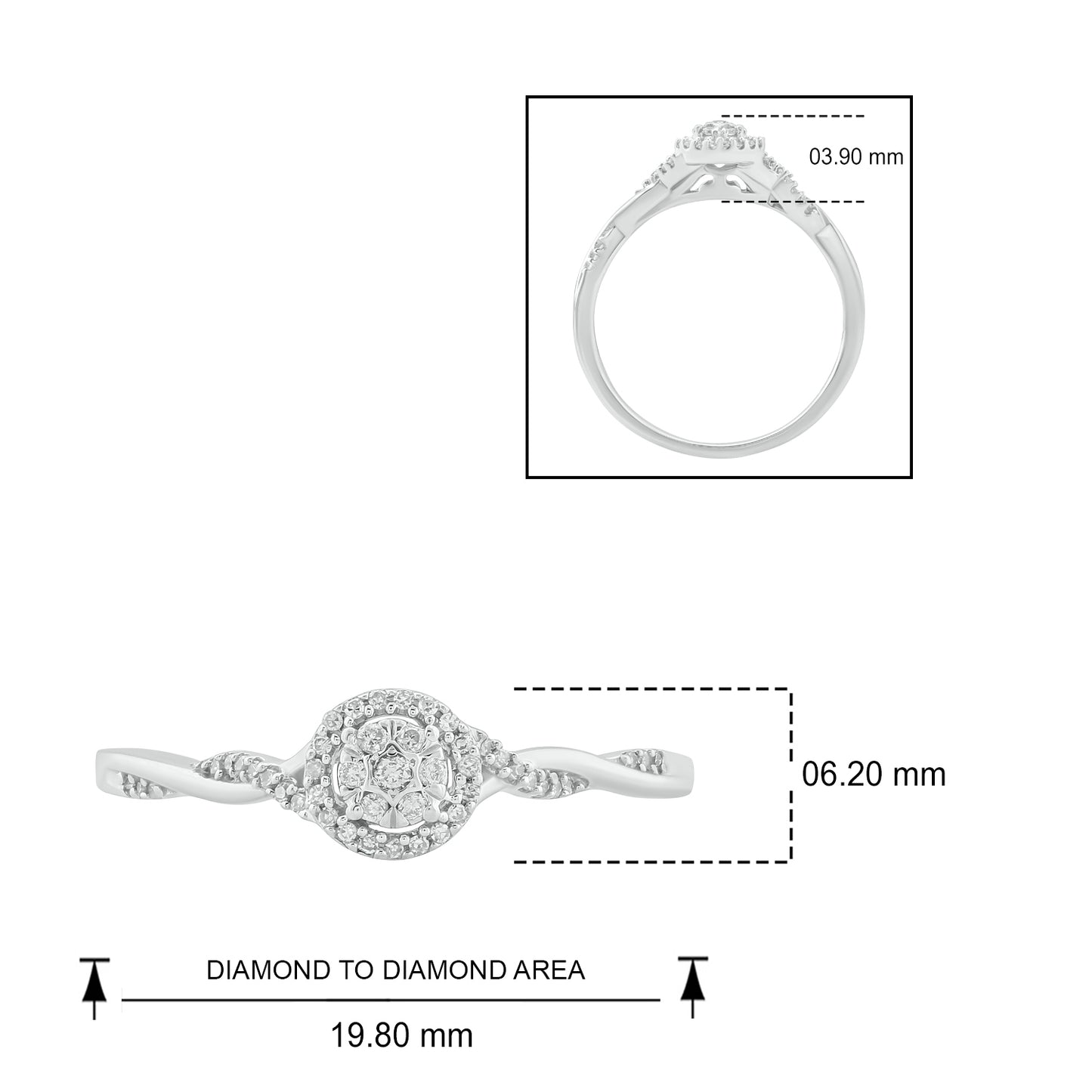 Swirl Round Promise Ring in 925 Sterling Silver