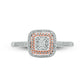 Classic Cushion Shape Promise Ring in 925 Sterling Silver, Round & Baguette Diamonds