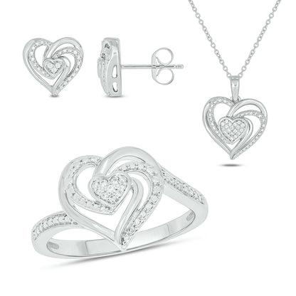 Super Cute Heart Diamond Set in Gold Plated Sterling Silver