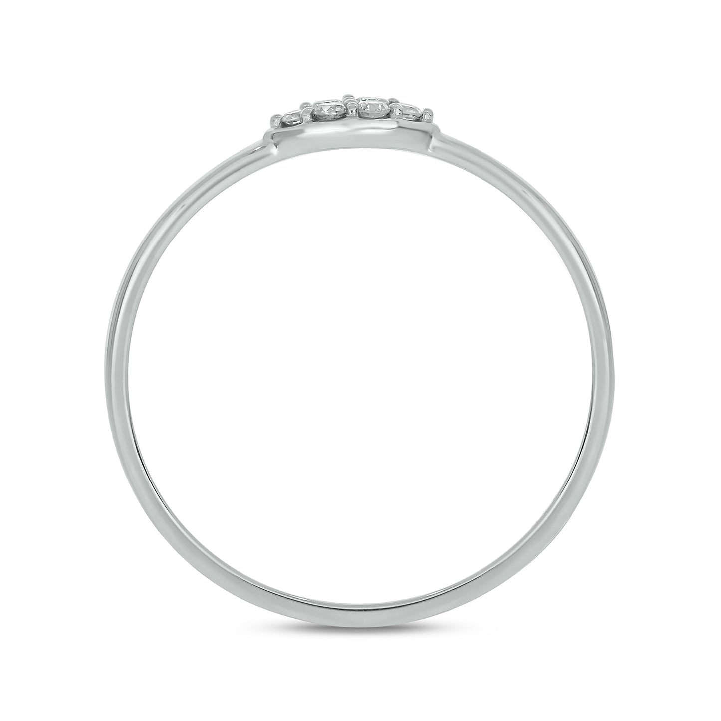 14KT Gold Oval Shaped Diamond Studded Dainty Ring