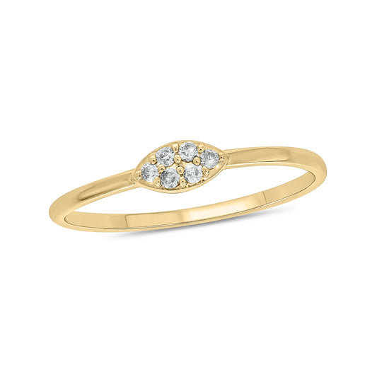 14KT Gold Oval Shaped Diamond Studded Dainty Ring