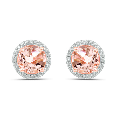 925 Sterling Silver Round Colored Stone Diamond Earrings