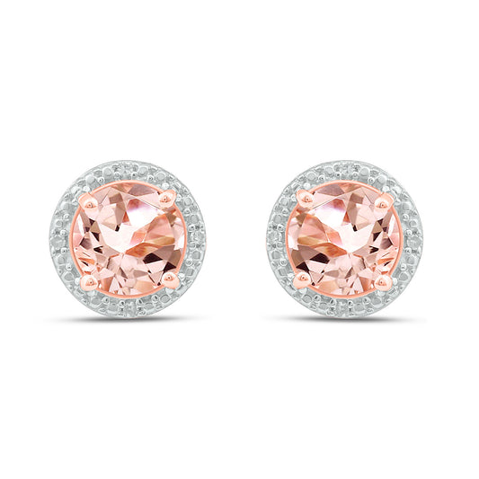 925 Sterling Silver Round Colored Stone Diamond Earrings