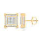 Men's Cluster Square Stud Earrings Gold Plated Sterling Silver