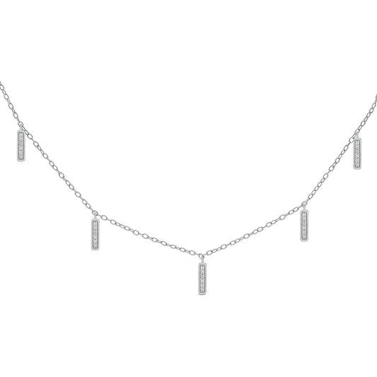 Diamond Dangle Bar Choker Necklace in 925 Sterling Silver